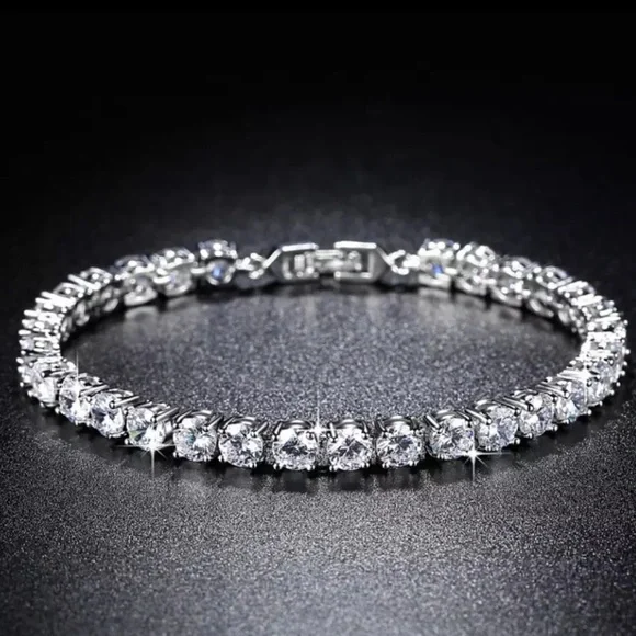 NEW TENNIS BRACELET DIAMOND 925 STERLING SILVER, NICE BRACELET, CUTE BRACELET - Picture 2 of 6